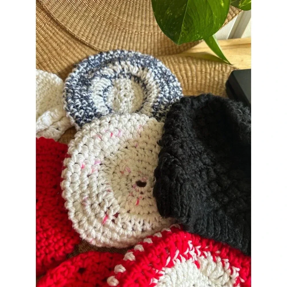 Lot of 9 Small hand knit Beret hats